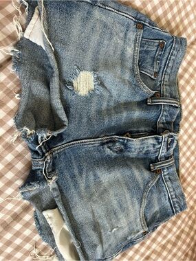 Levi's Distressed Light Blue Denim Jean Shorts